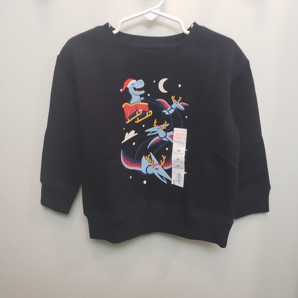 Jumping Beans Softest Fleece Christmas Santa Dinosaur Sweatshirt Size 3T NWT